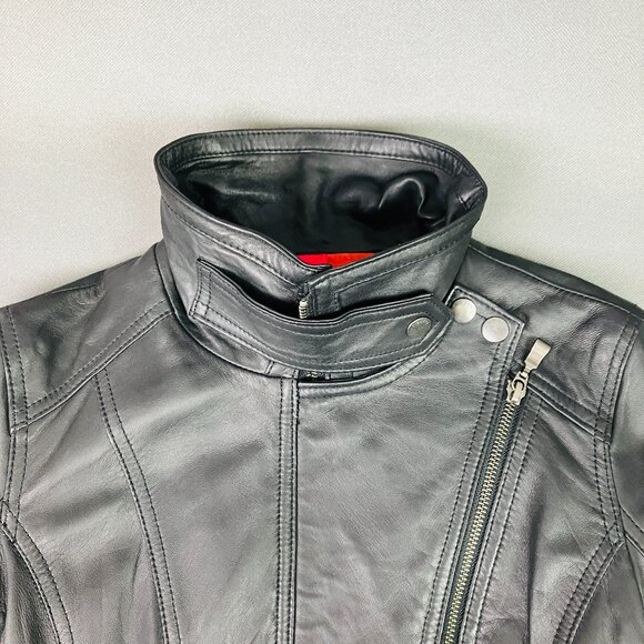 Ted Baker Women Black Biker Leather Jacket size 2, barely worn, like new - Picture 6 of 13